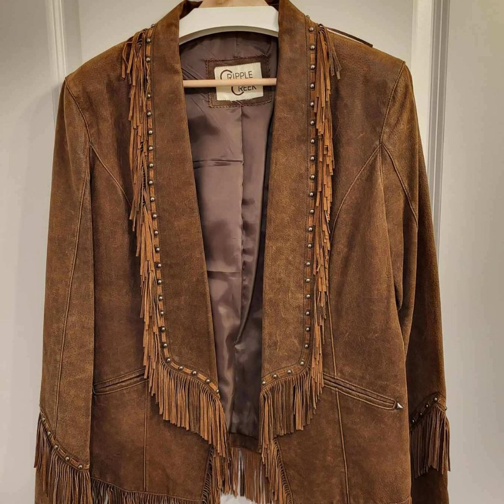 STUDDED FRINGE Leather JACKET